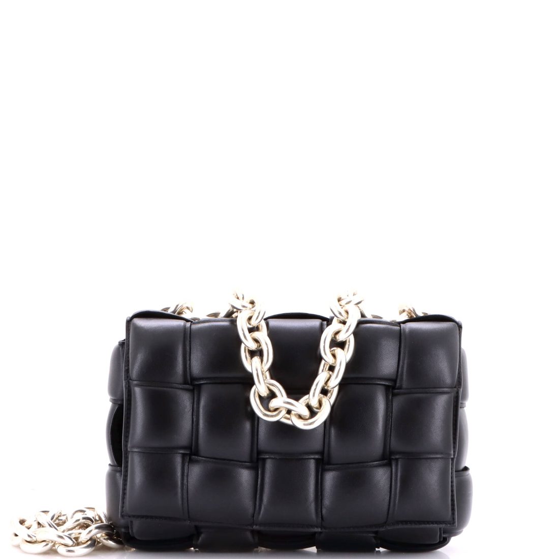 Bottega Veneta Cassette Chain Crossbody Bag Padded Maxi Intrecciato Leather 