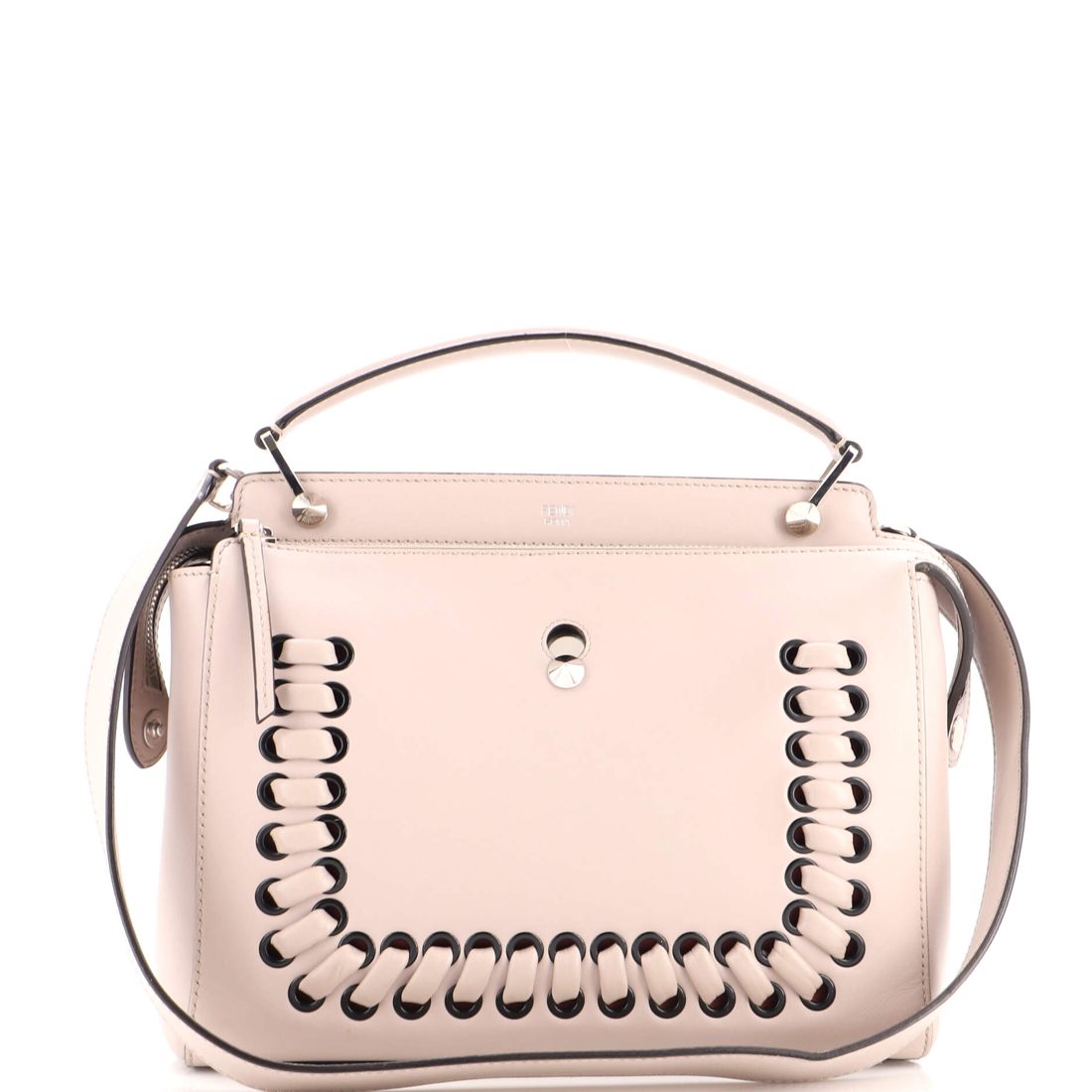 Fendi DotCom Convertible Satchel Whipstitch Leather Medium