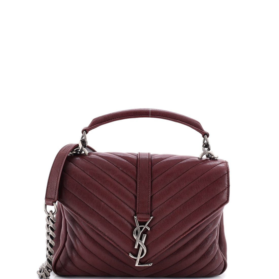 Saint Laurent Classic Monogram College Bag Matelasse Chevron Leather Medium