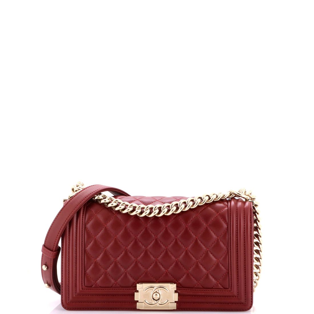 Chanel Boy Flap Bag Quilted Lambskin Old Medium