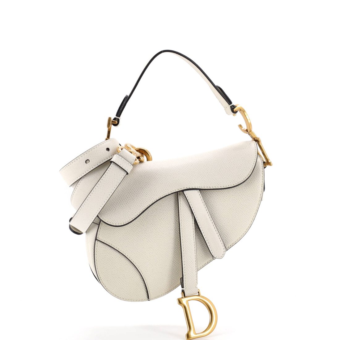 Christian Dior Saddle Handbag with Strap Leather Mini