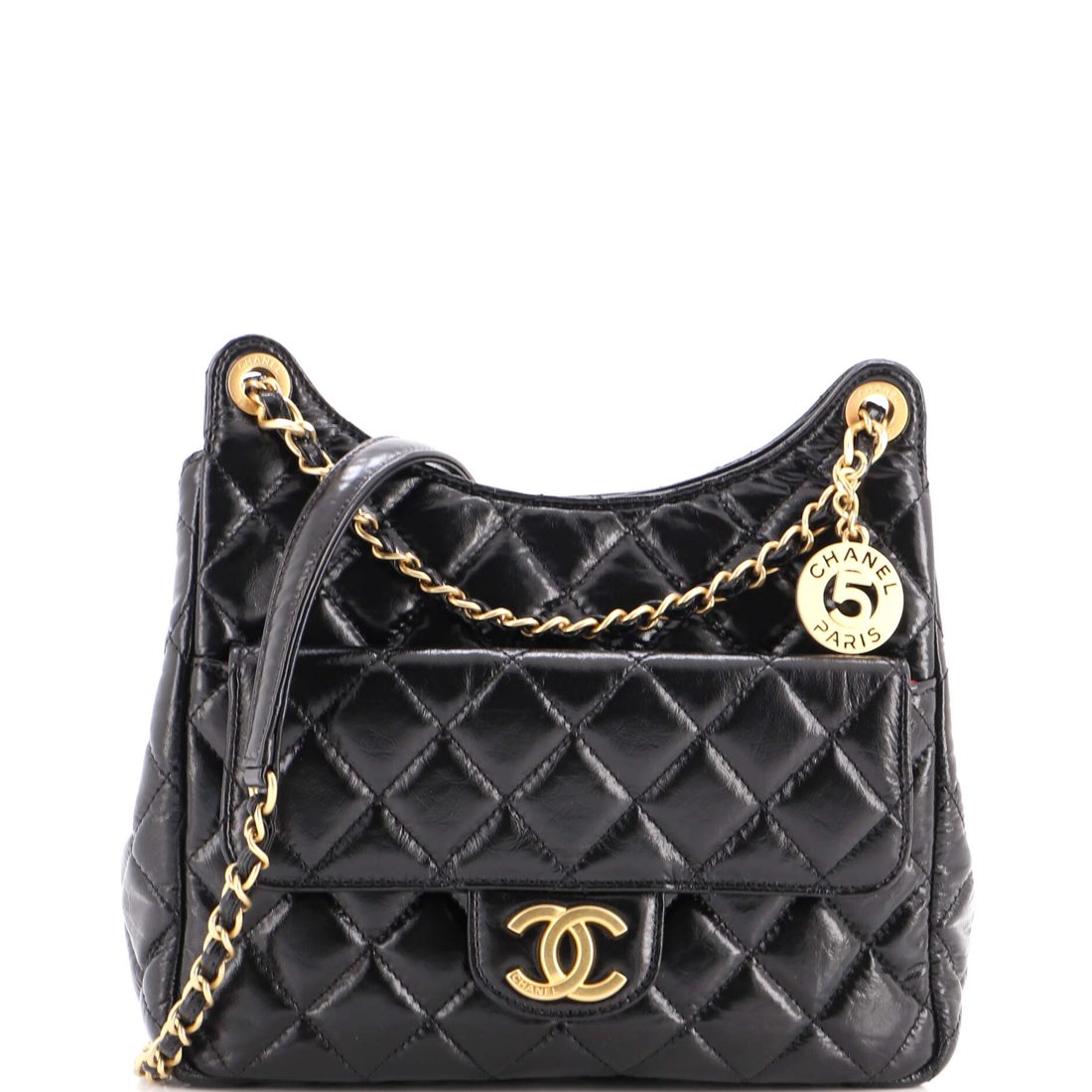 Chanel Wavy CC Hobo Quilted Crumpled Calfskin Medium