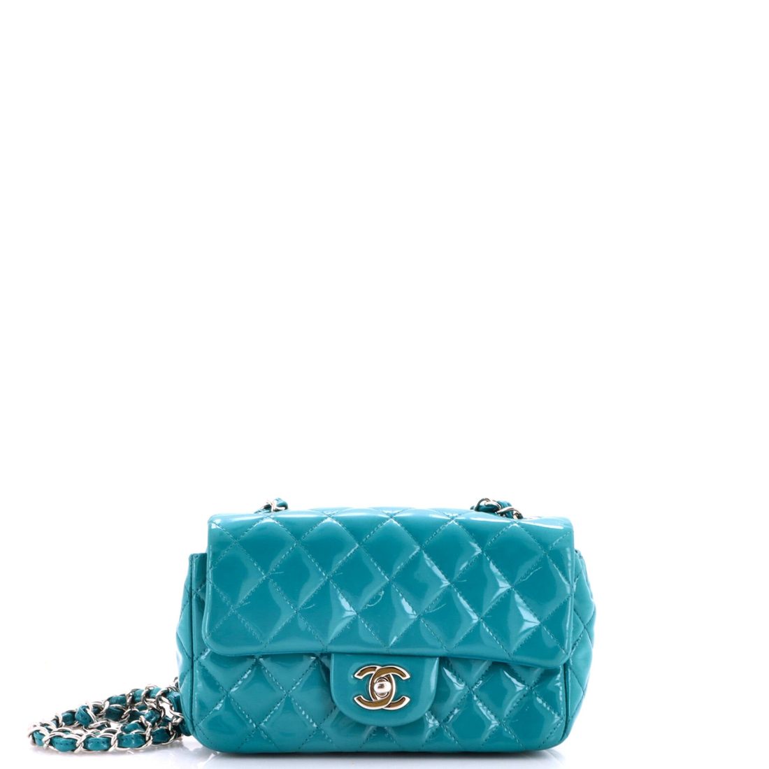 Chanel So Black Classic Single Flap Bag Quilted Patent Mini