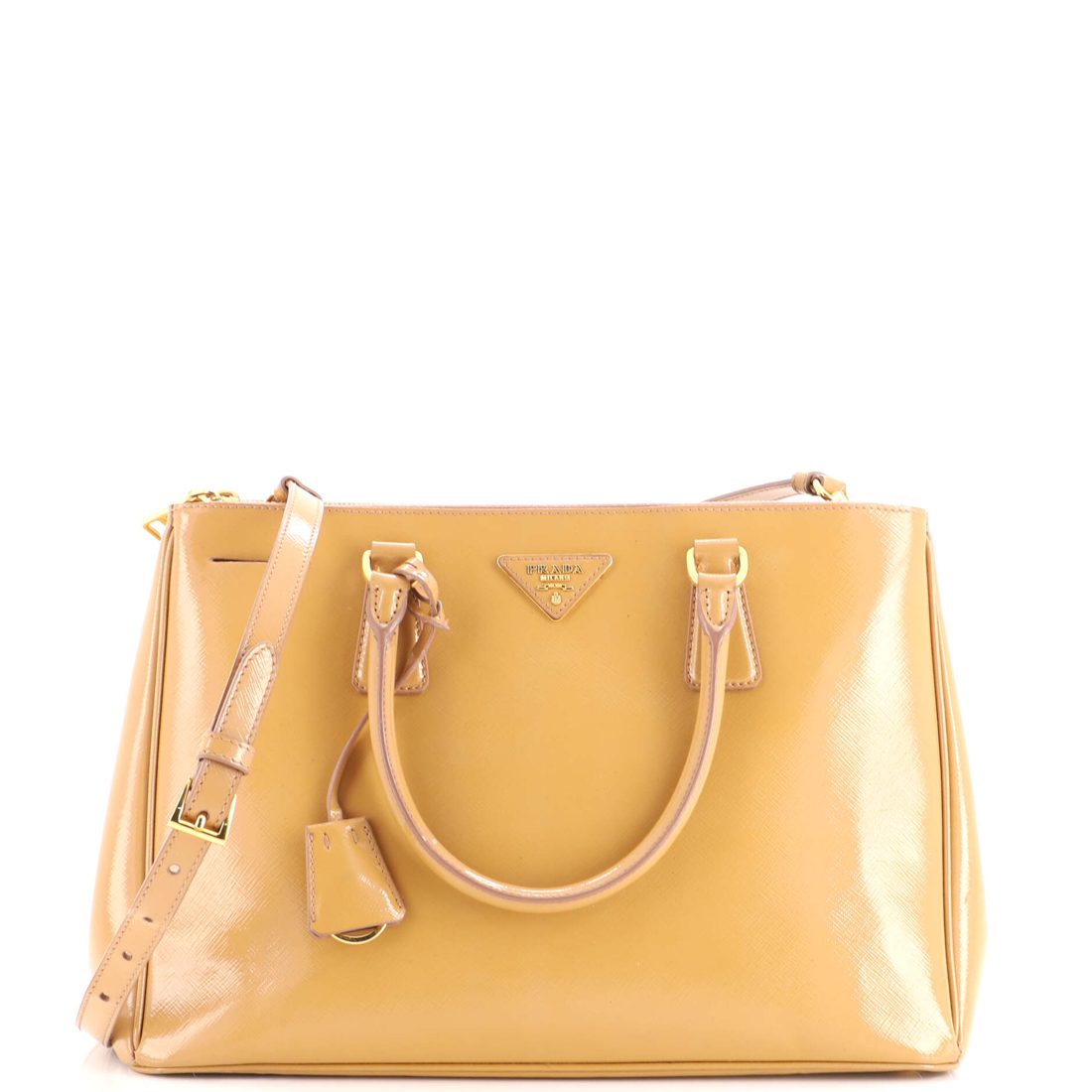 Prada Double Zip Lux Tote Vernice Saffiano Leather Medium