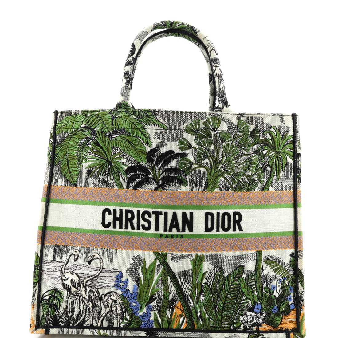Christian Dior Book Tote Embroidered Canvas Large