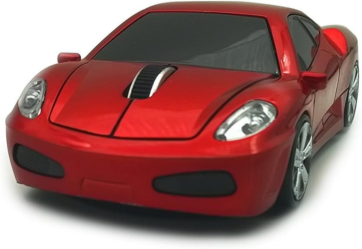 Wireless Car Mouse, 2.4Ghz Optical Gaming Mouse Cool Sport Car Wireless Mouse, DPI 1600, 3D - Red