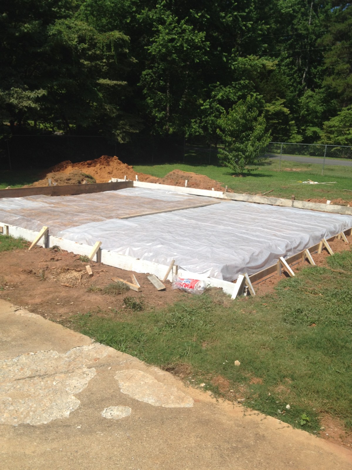 Garage foundation site preparation and forms