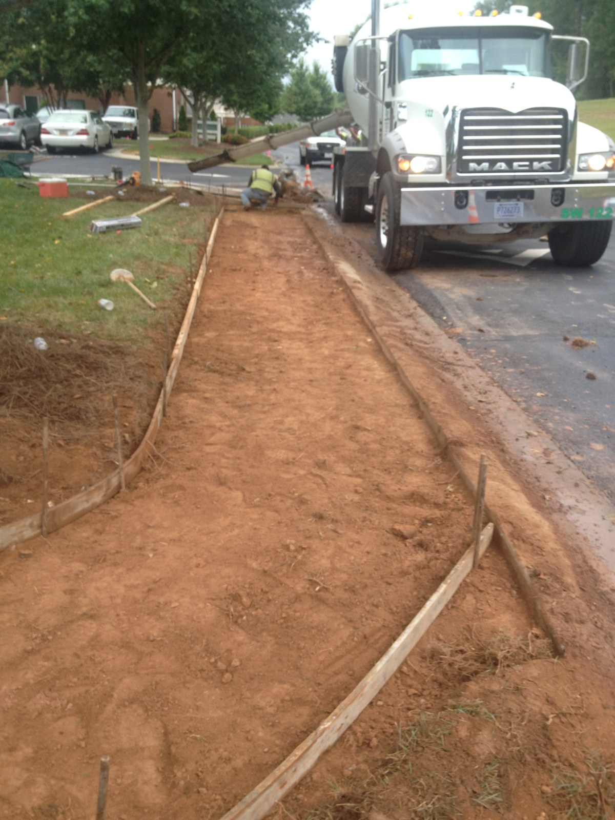 Concrete sidewalk site preparation and forms