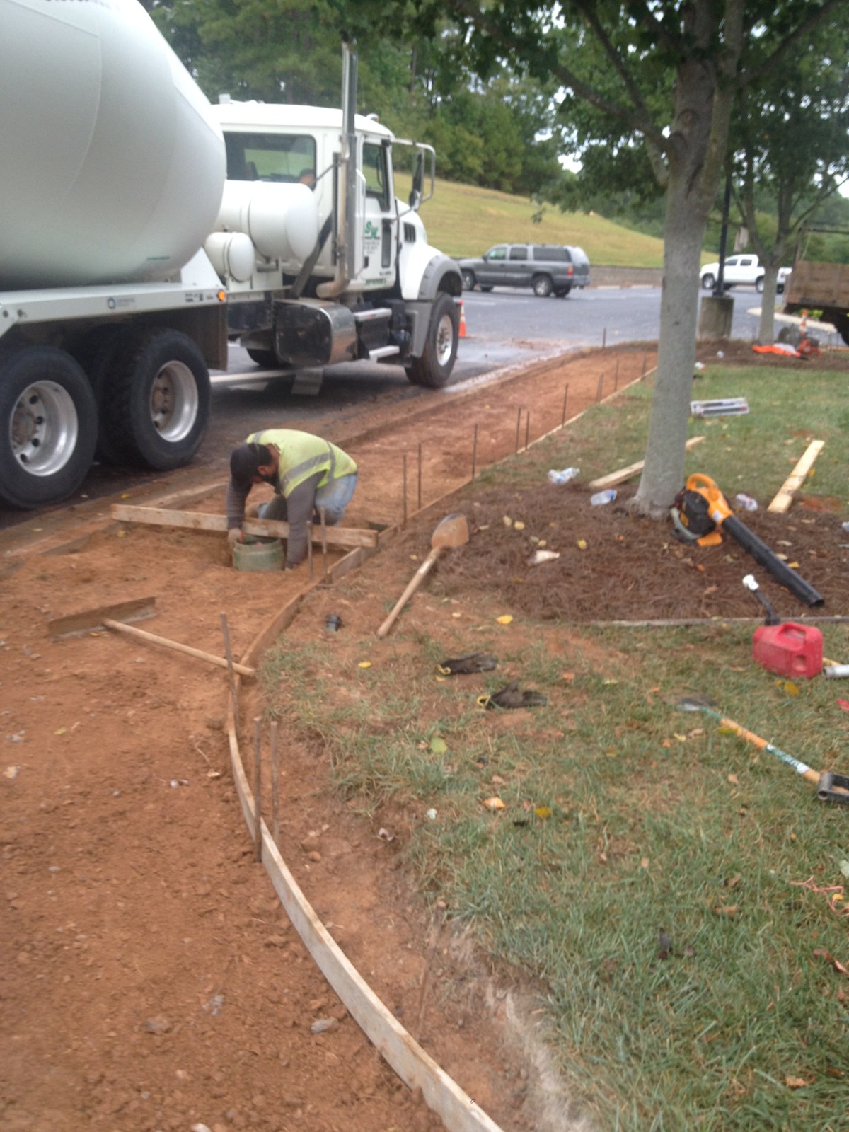 Concrete sidewalk site preparation and forms