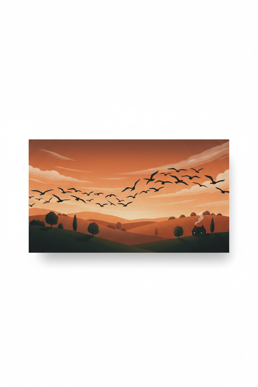Birds in Flight: Golden Hour Art Print - Serene Digital Download for a Peaceful Vibe