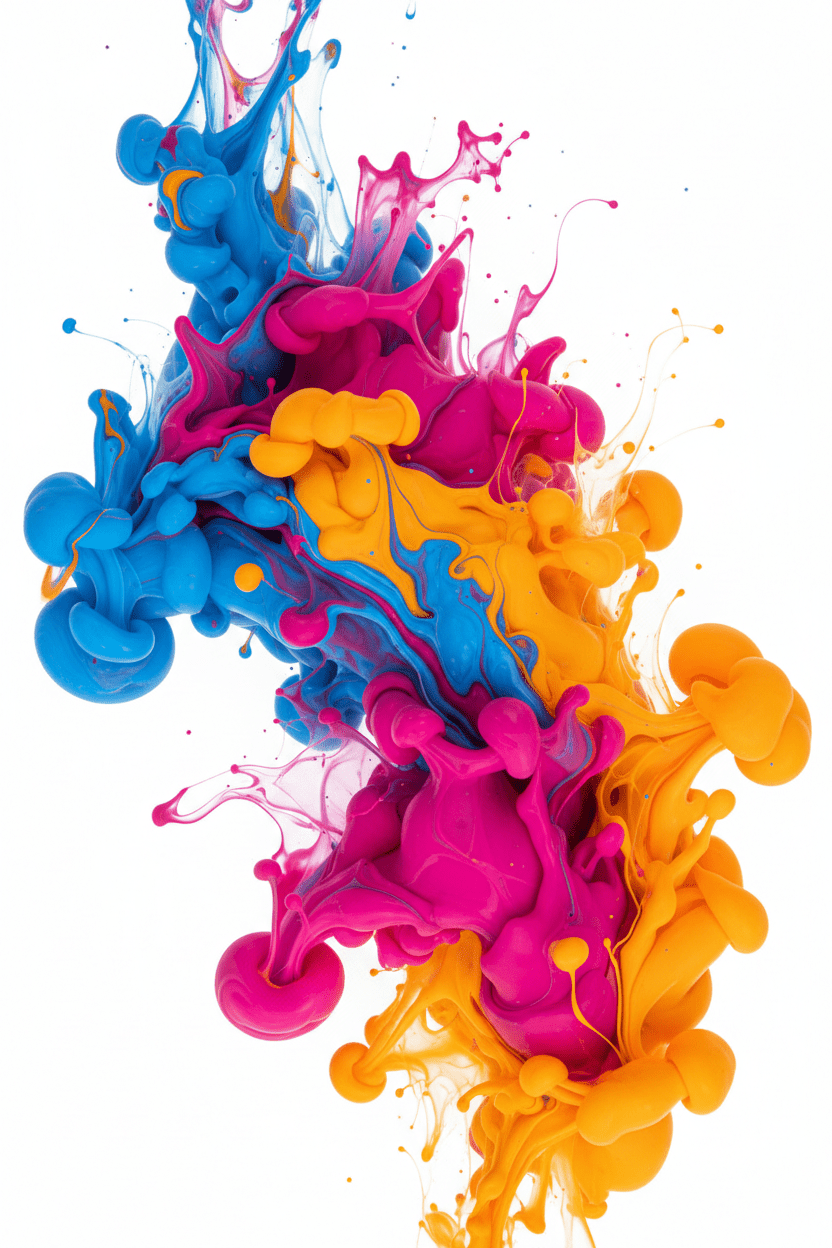 Abstract Art Digital Download - Bright Fluid Ink Pour Print - Vibrant Home Decor