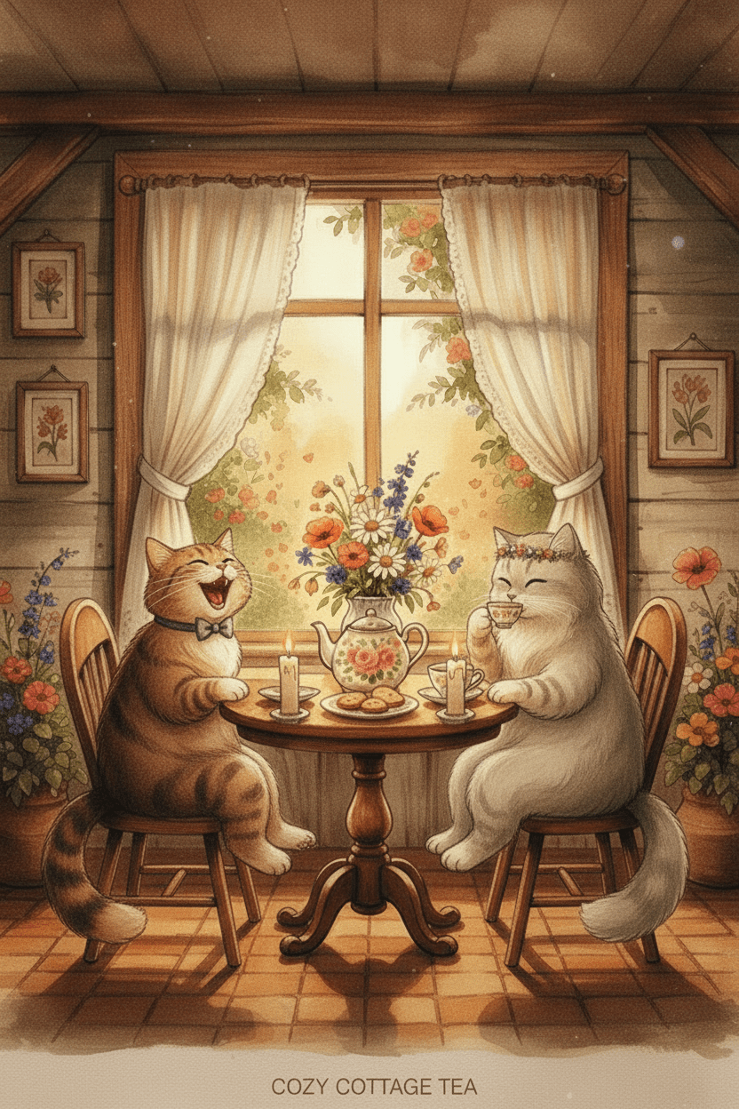 Whimsical Cat Art Collection: Instant High-Res Digital Prints for Cozy Homes