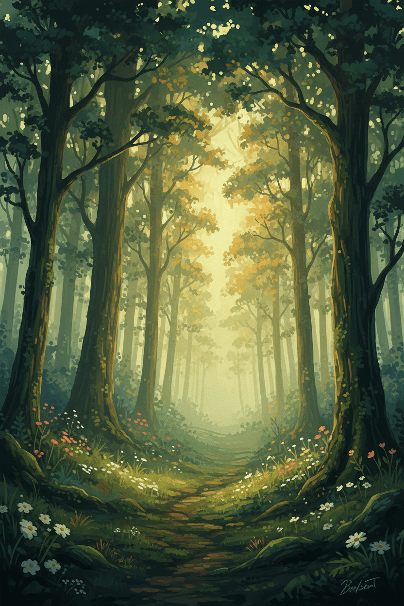Enchanting forest art digital print. Instant download for nature lovers. Perfect for any room decor! view 3