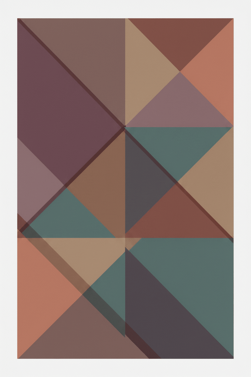 Geometric Abstract Art Print — Muted Mauve, Dusty Teal & Terracottaections