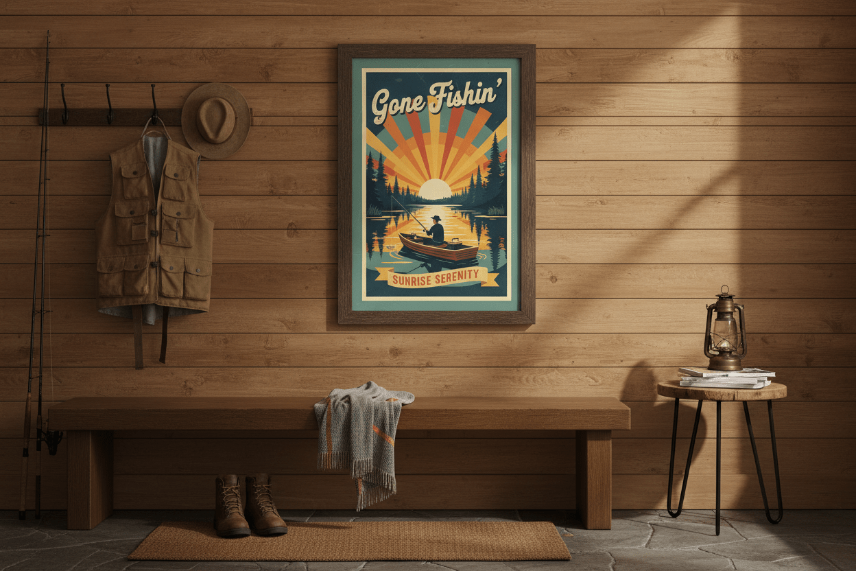 Gone Fishin' — Vintage Retro Poster Art Print | Digital Download view 2