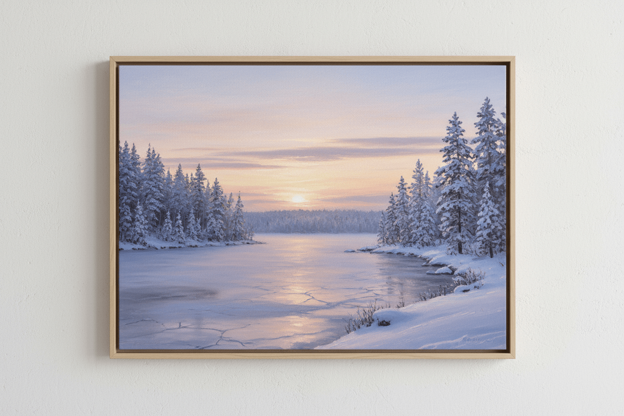 Lakeview Sunrise — Winter Stillness | Digital Art Print