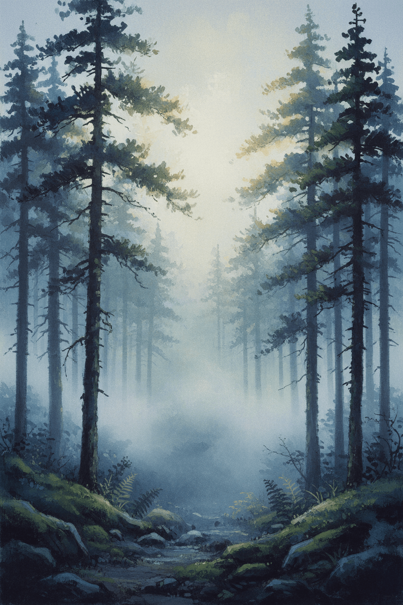 Misty Mountain Forest Wall Art Print