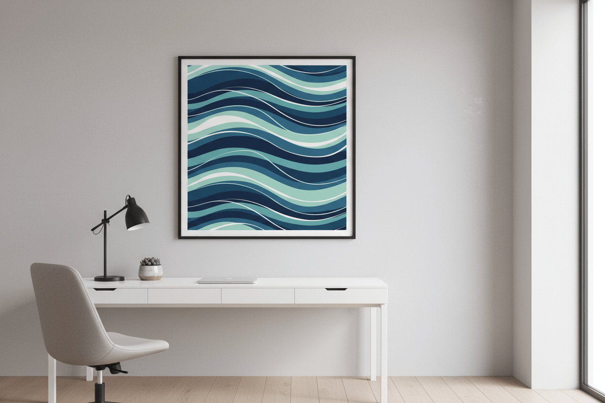Abstract Wave Art Print | Ocean-Inspired Digital Download | Serene Ripple Artwork for Home Decor view 2