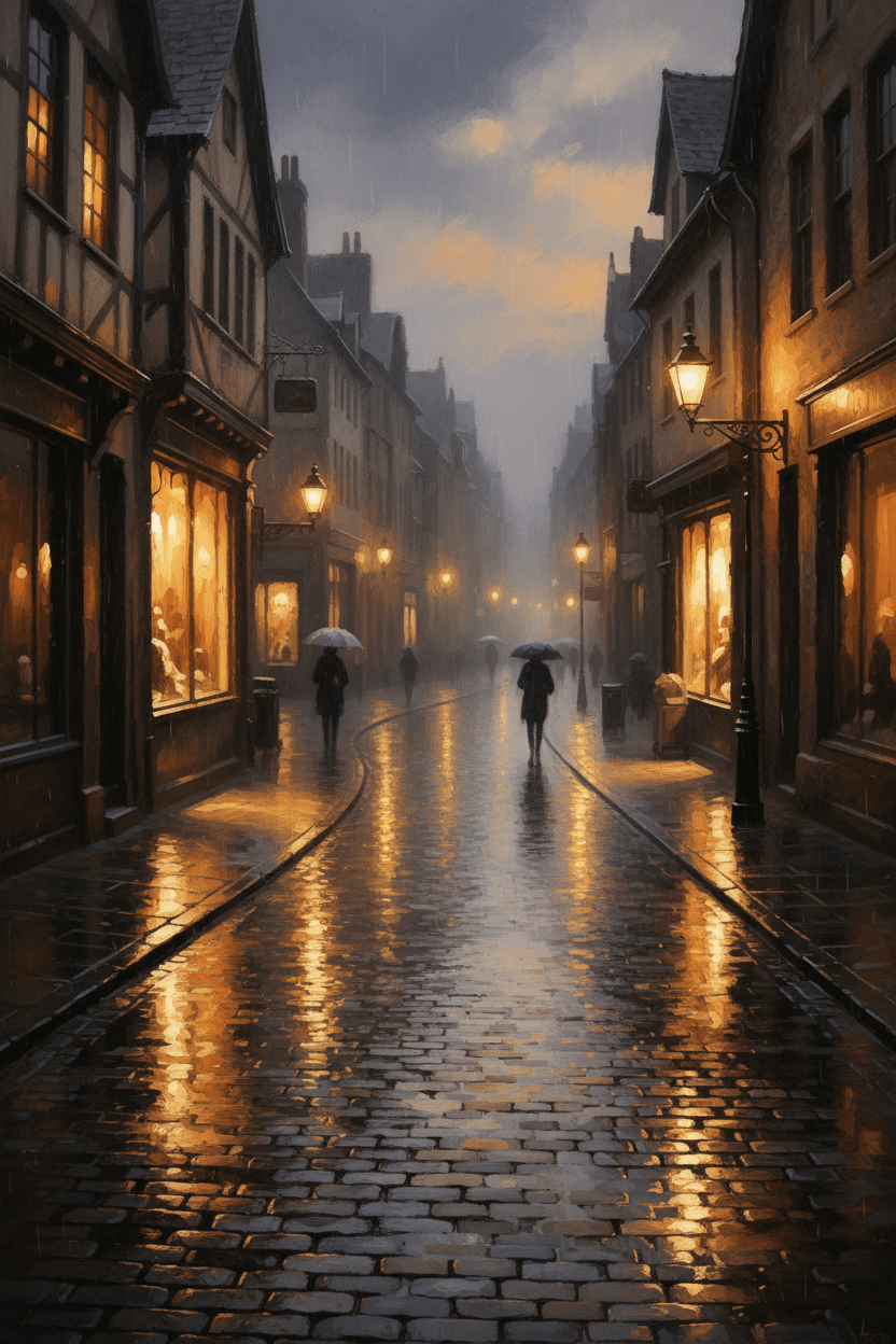 Digital Rainstorm Art Print: Moody Skies & Earthy Tones