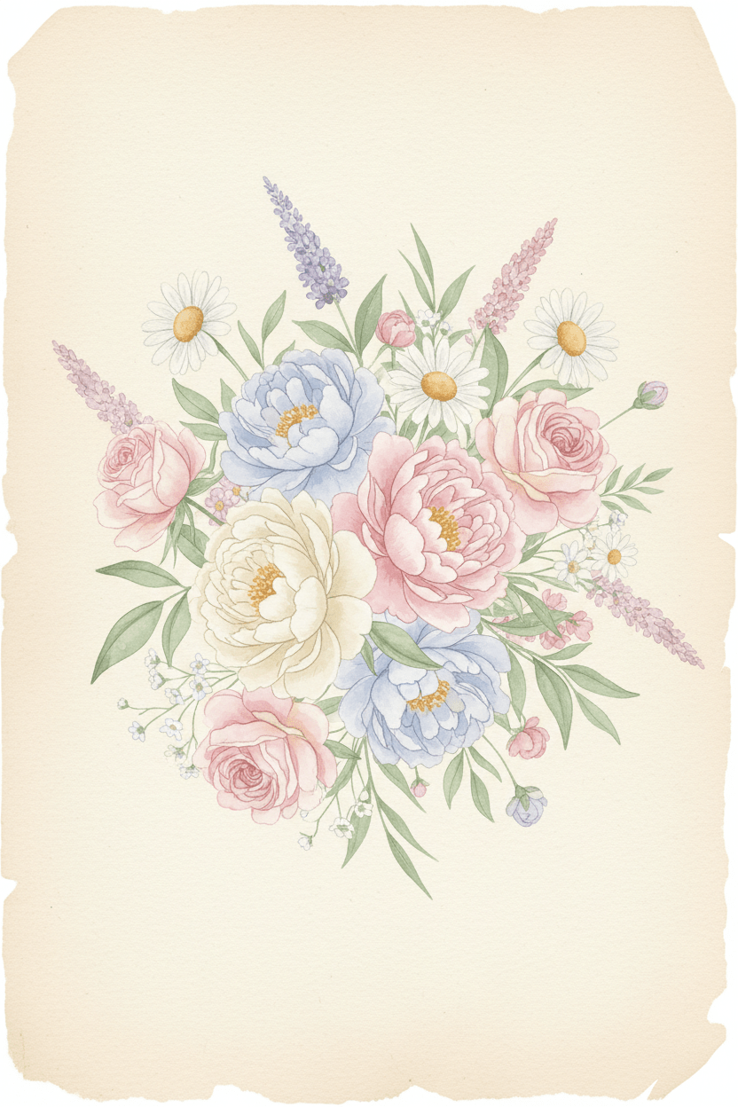 Soft pastel wildflower art digital download - Botanical blooms for your walls