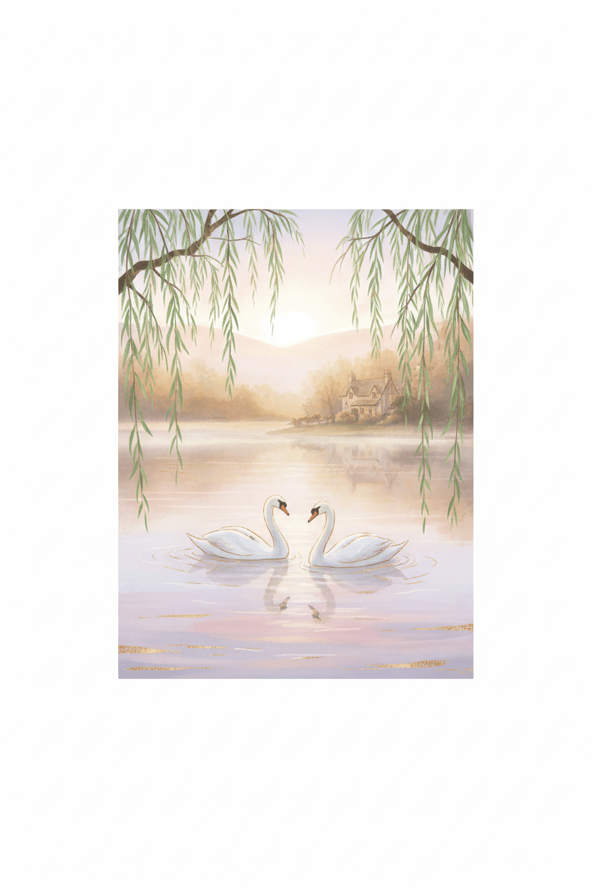 Digital Art: Ethereal Swan Print for Instant Romantic Charm - High-Res Download