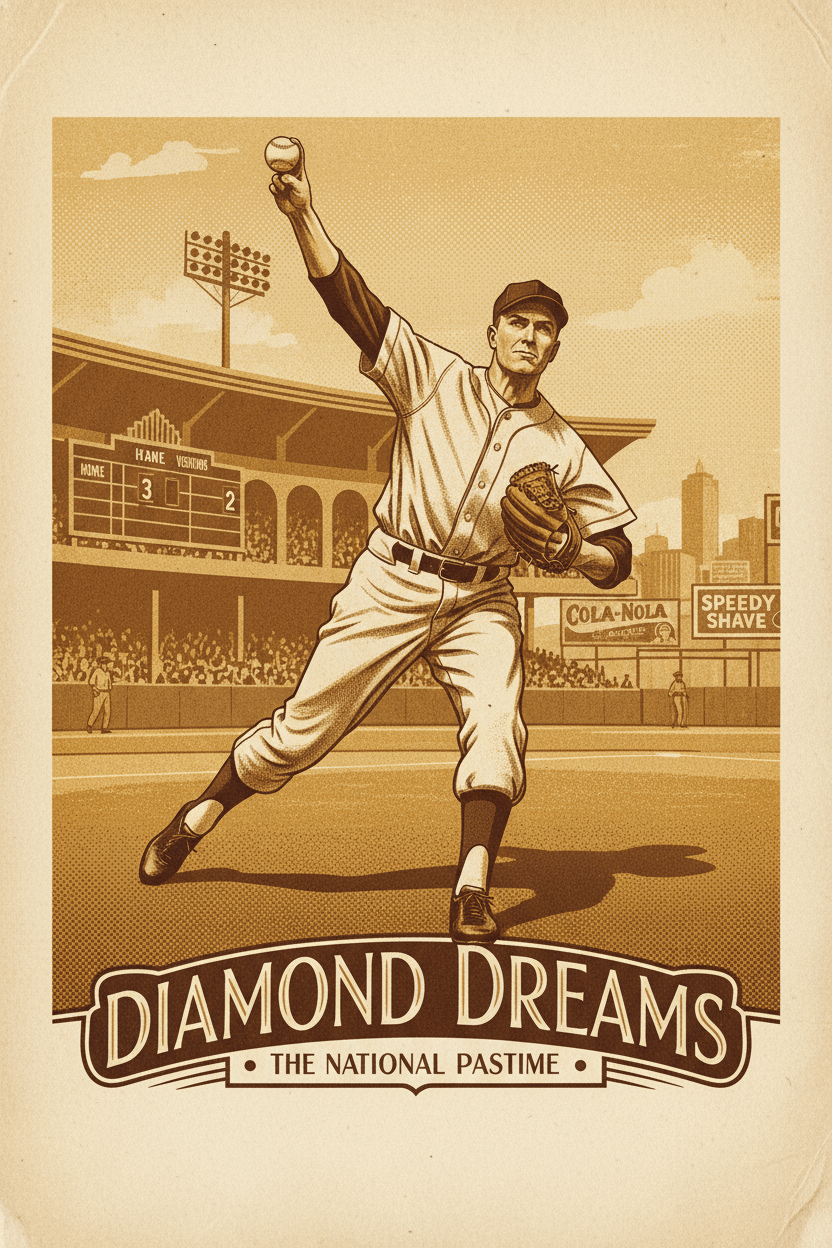 Sporty Baseball Art: 1930s Vintage Pitcher - Digital Download
