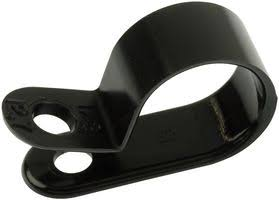 Black nylon clamp for securing wire, hose and tubing