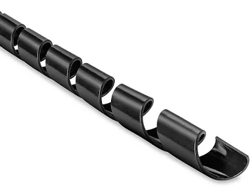 Black spiral wrap for organizing and protecting wire bundles