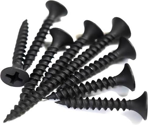 Black bugle-head drywall screws