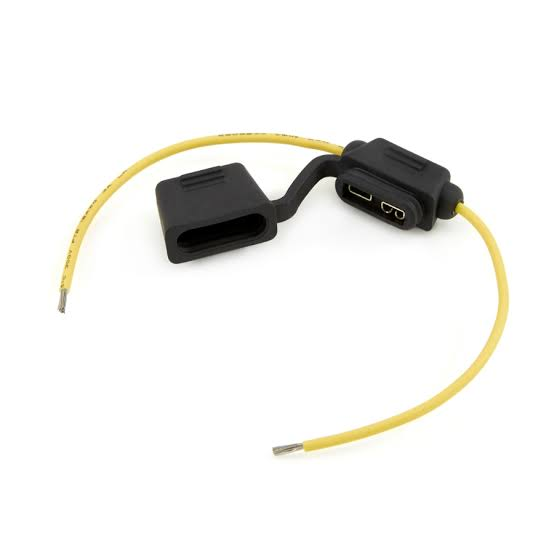 FHAC-1 HHF inline fuse holder with yellow leads and protective cap
