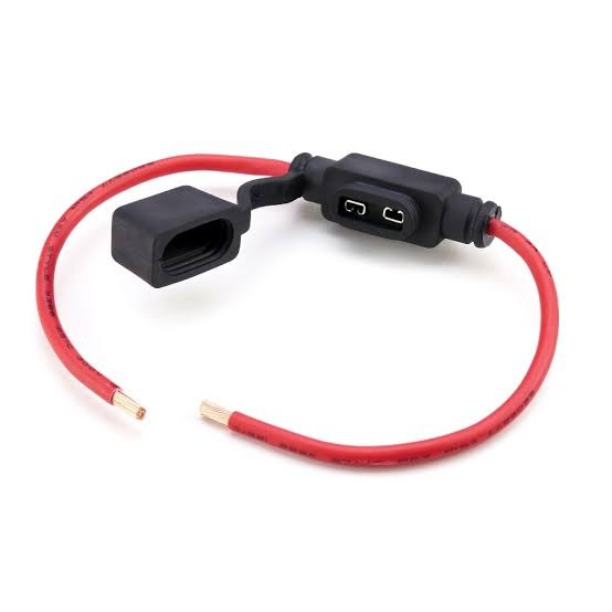FHM-2 HHM inline fuse holder with red leads and protective cap