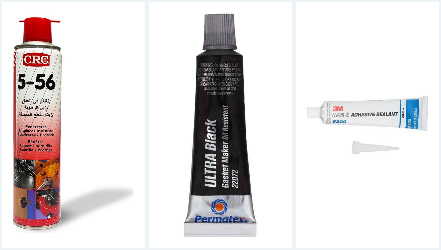 CRC, Permatex and 3M adhesives
