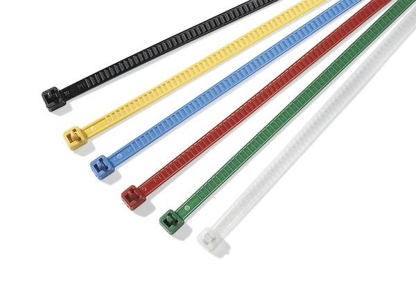 Black and colored cable ties