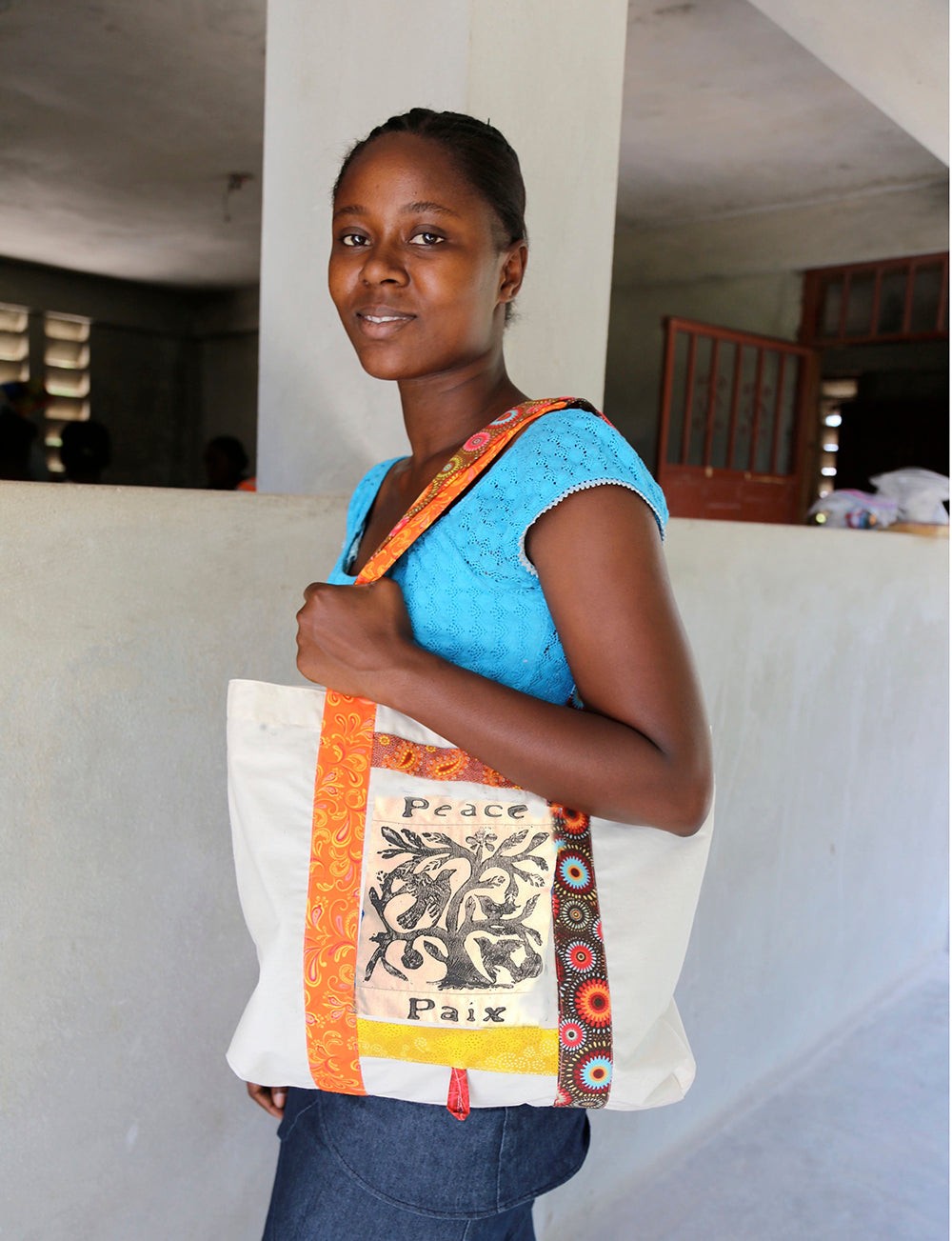 Colorful foldable handmade carry-all tote