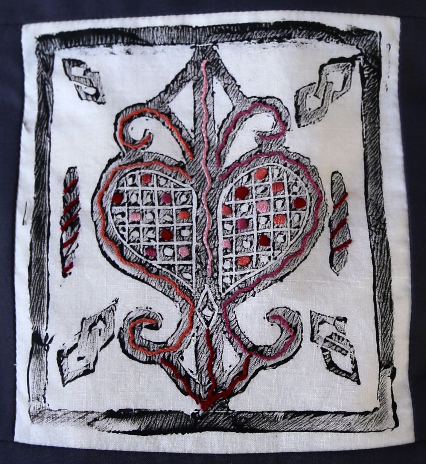 Handmade embroidered Erzulie heart crossbody bag