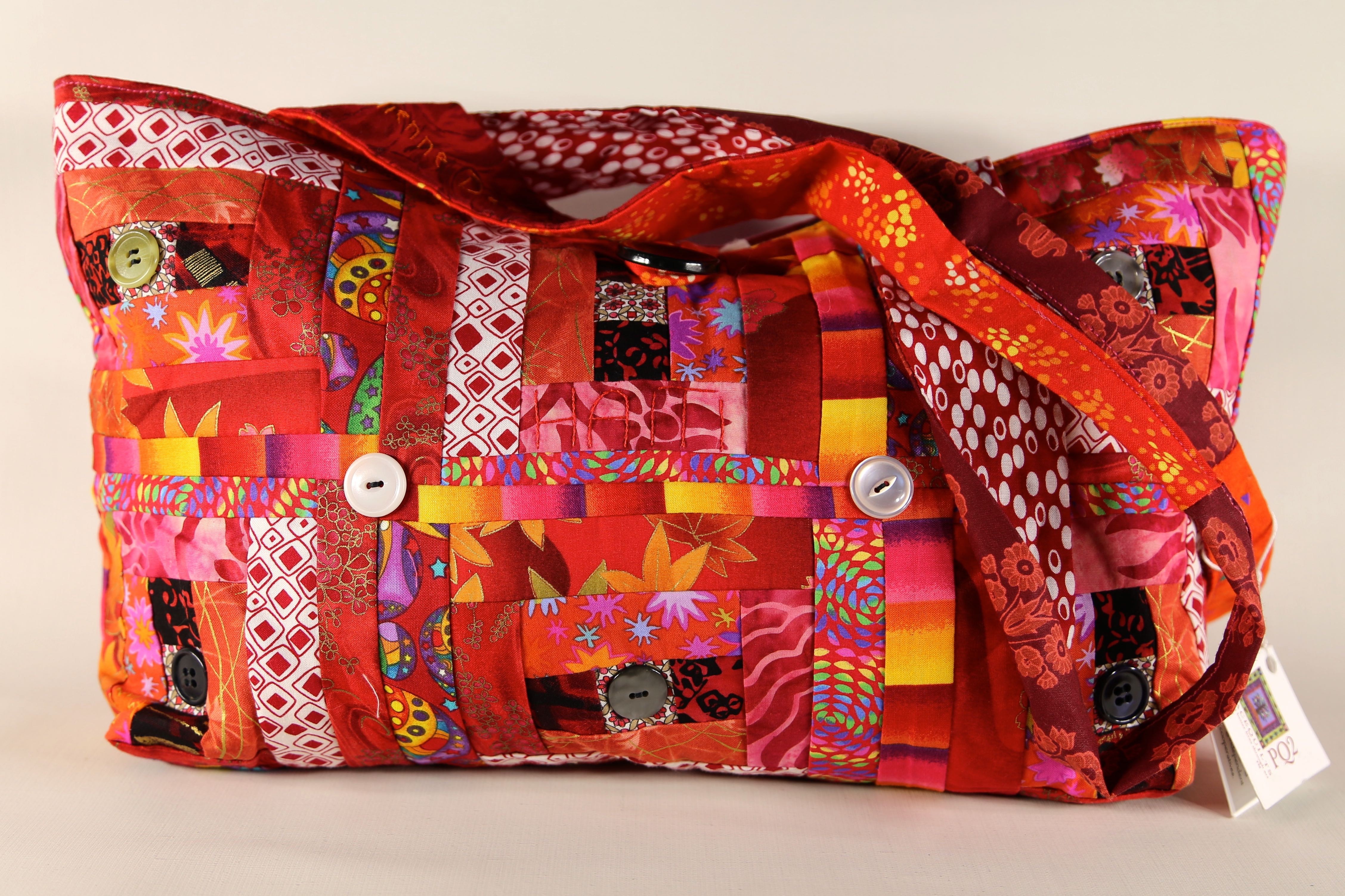 Colorful handmade quilted tote bags