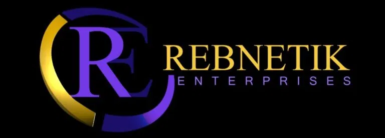 Rebnetik Enterprises purple and gold logo