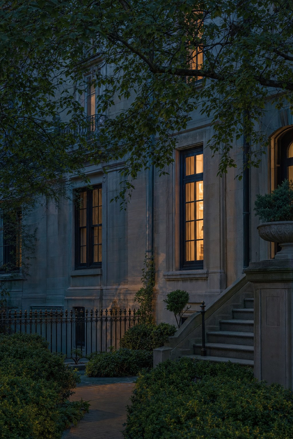 Historic house at dusk