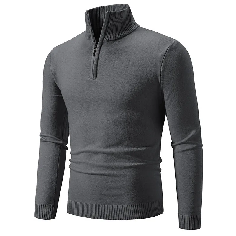 2023 Men's Plus Size Fleece Zip Mock Neck Sweater view 3