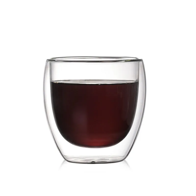 6Pcs Double Wall Glass Drinkware for Coffee Juice Cocktail, Hot or Cold view 2