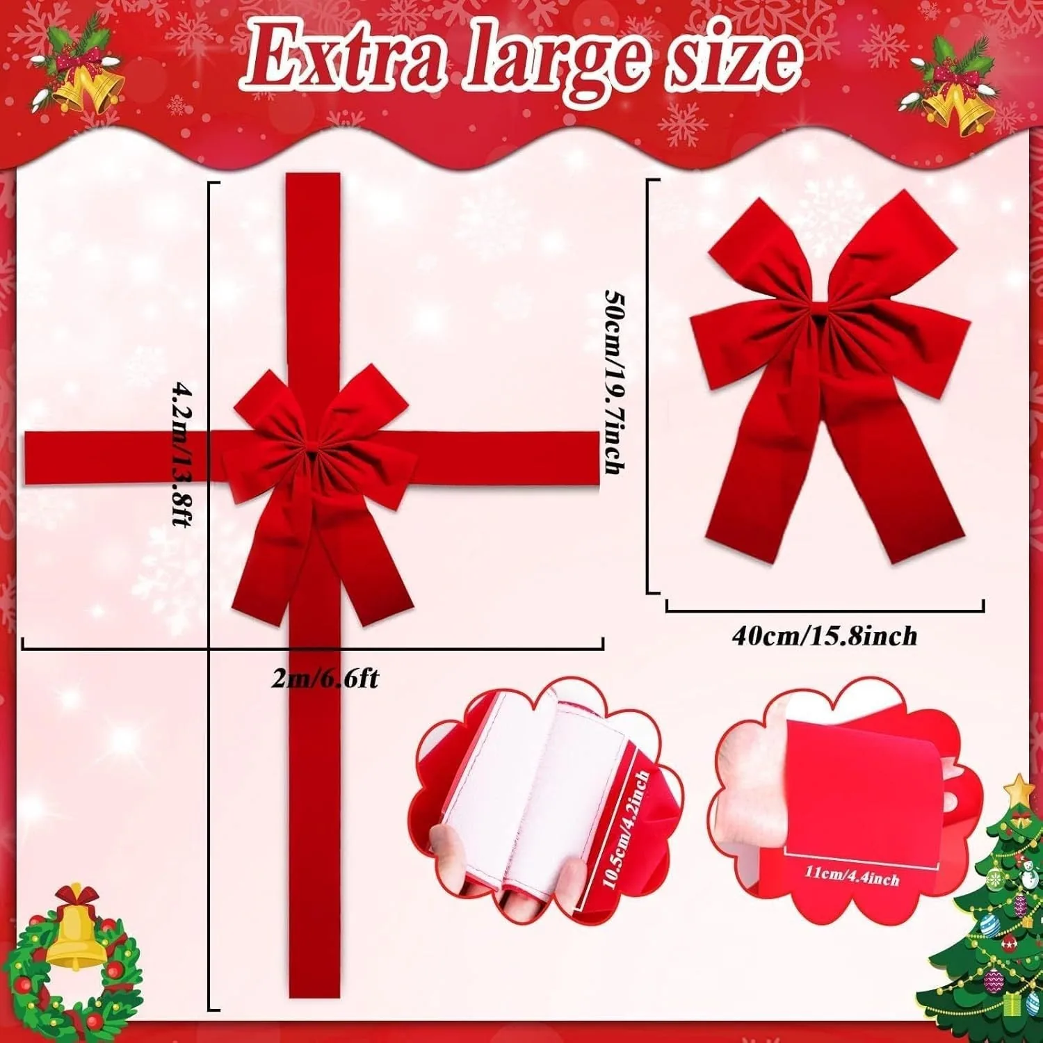 Christmas Door Hanging Bow Ribbon view 2