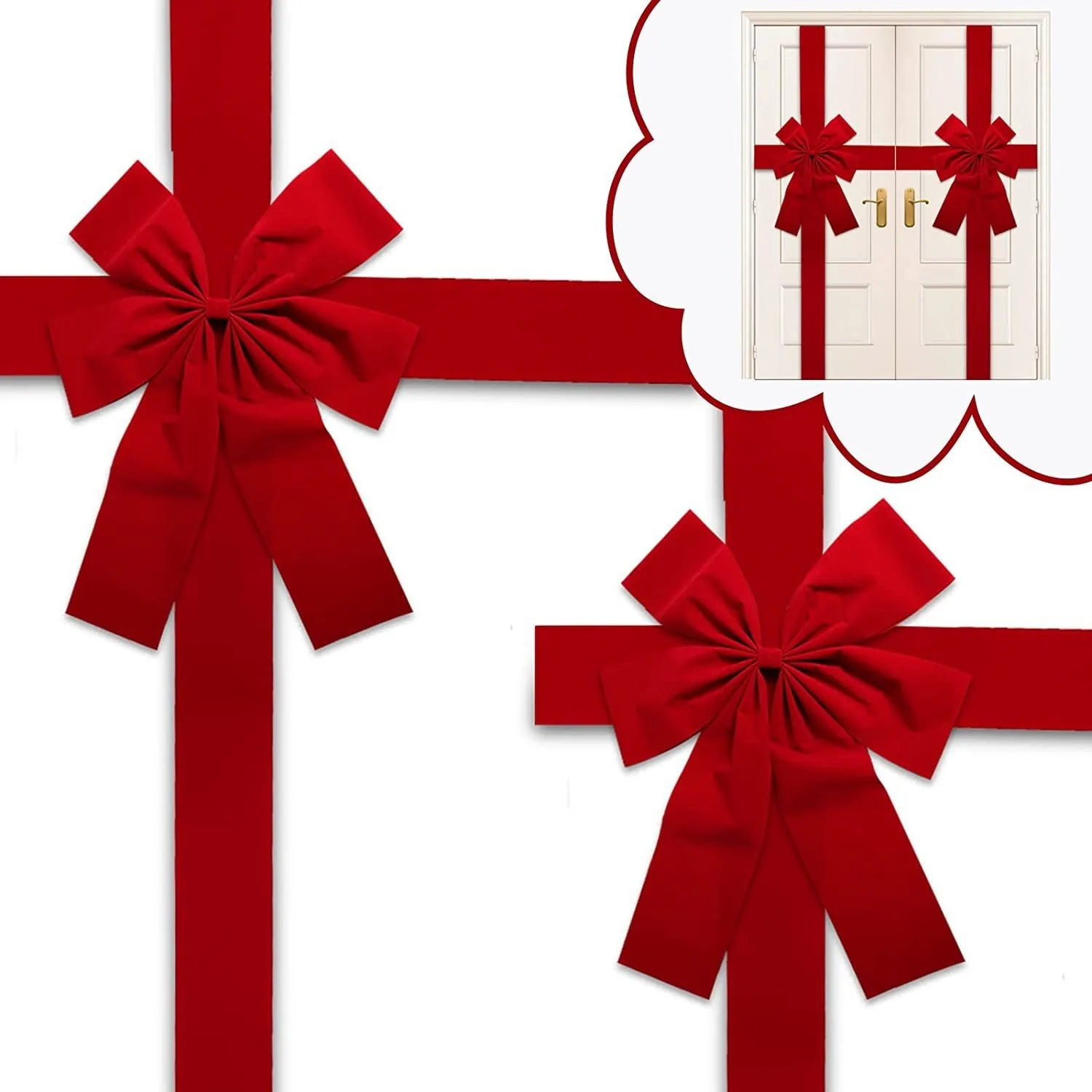 Christmas Door Hanging Bow Ribbon view 3