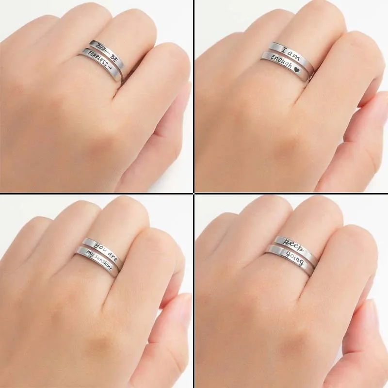 Retro Stainless Steel English Double Ring view 3