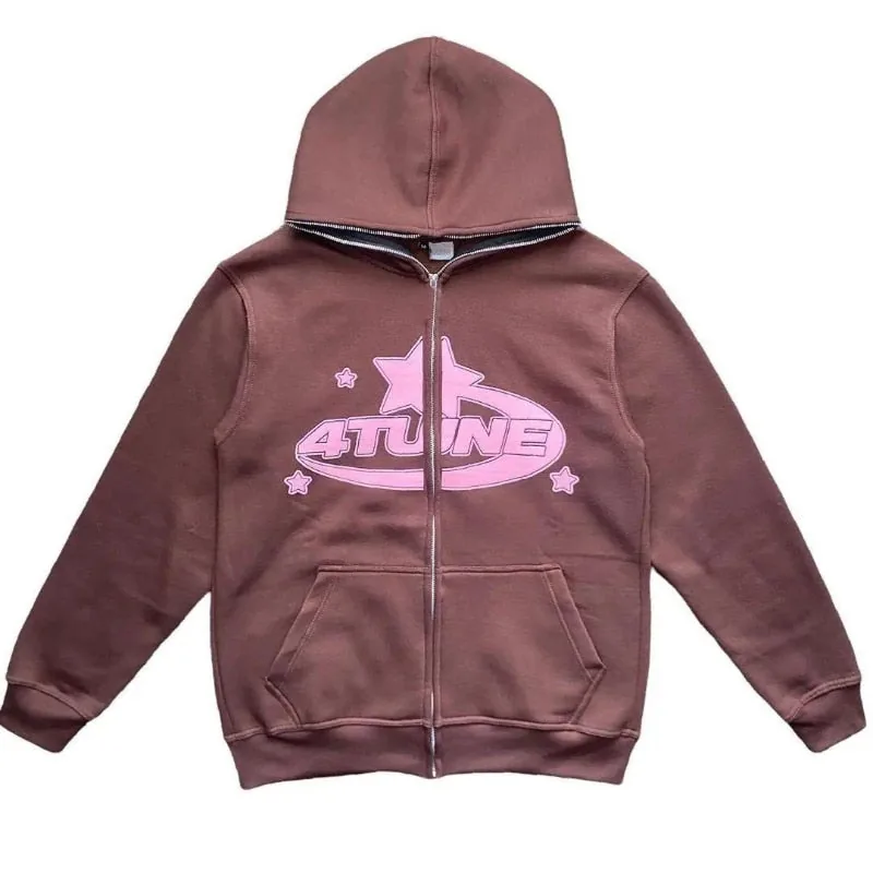 Star Printed Zip Up Hoodies view 3
