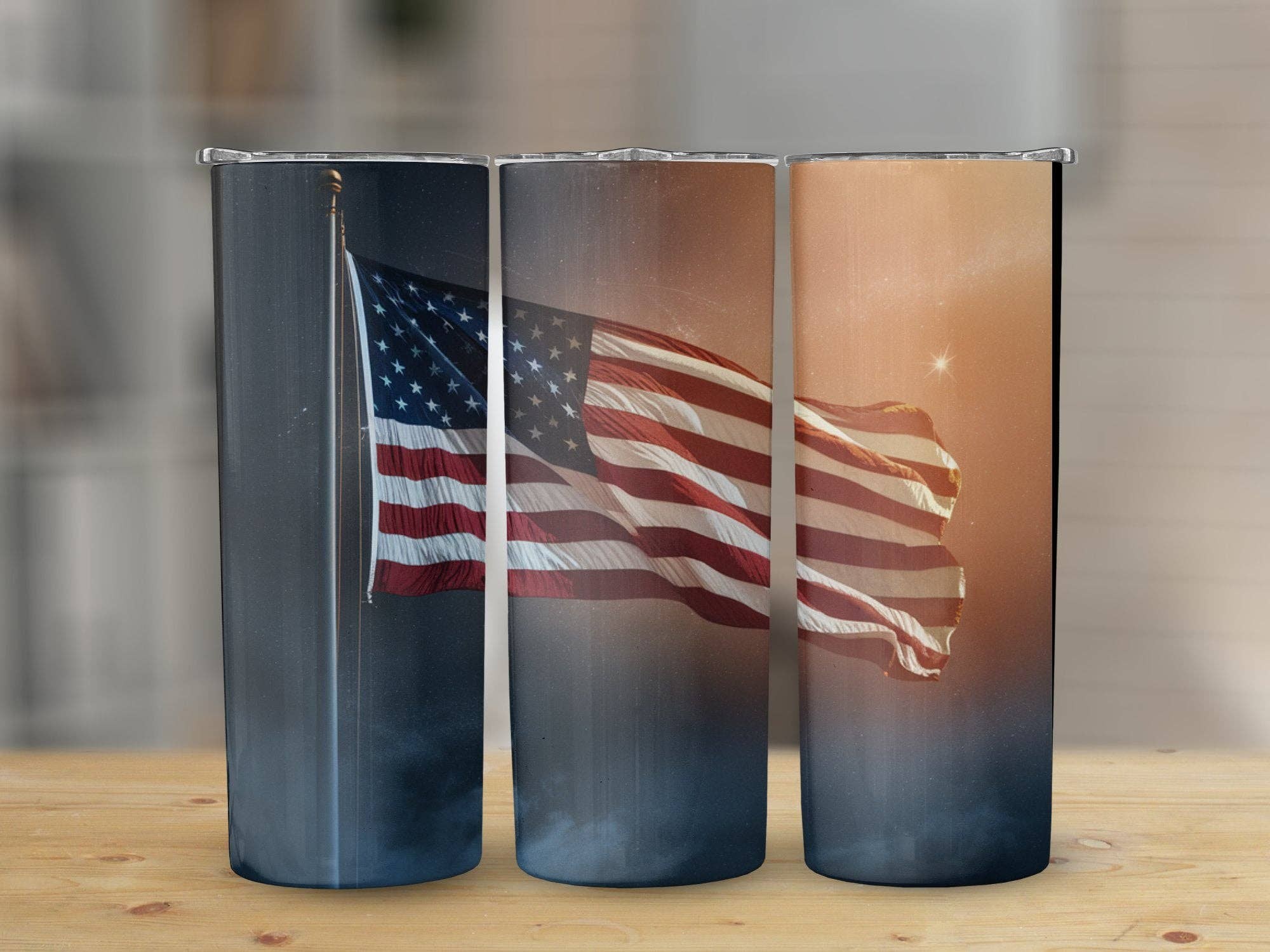 Patriotic USA Flag Tumbler, American Flag Travel Mug, Stars and Stripes Stainless Steel Tumbler, Fourth of July Gift Idea
