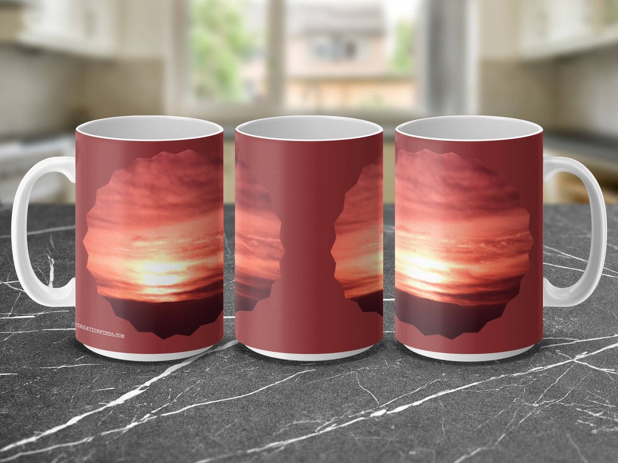 Stunning Sunset Mug Crown Shaped Sky Art Unique Coffee Cup Gift for Nature Lovers The Perfect Morning Beverage Companion