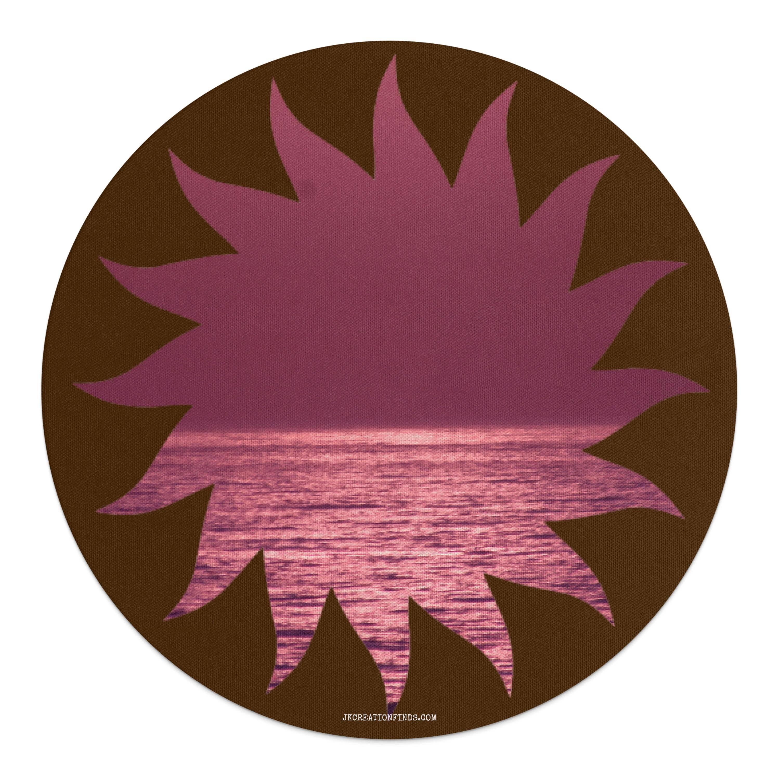 Round mouse pad with sunrise design, ocean view mouse pad, unique office accessory, vibrant desk decor, gift for loved ones
