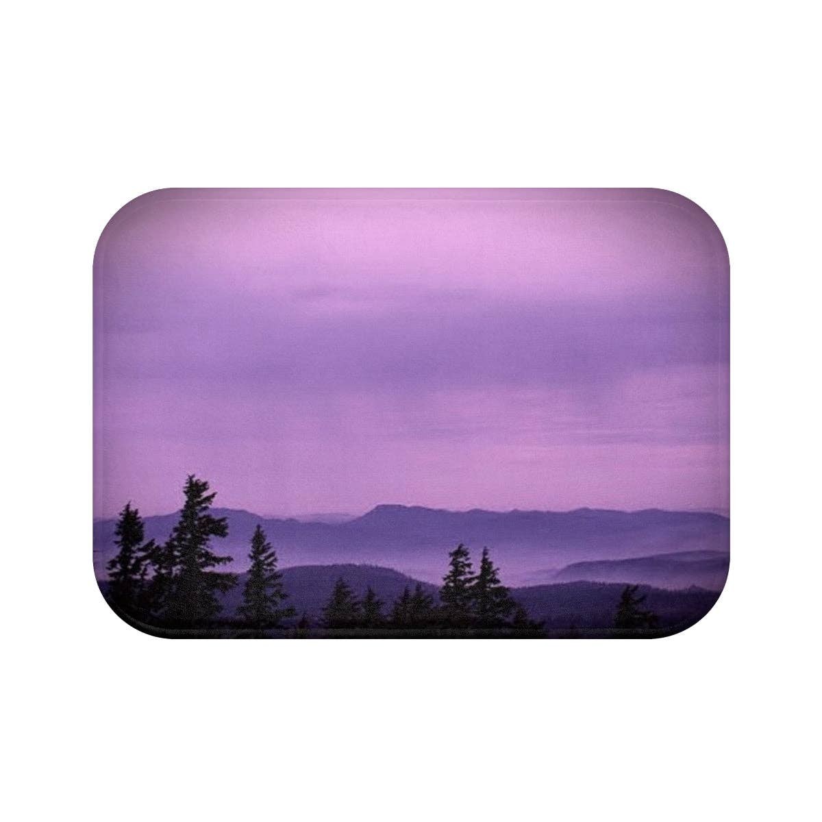 Purple Mountain Bath Mat, Forest View Bath Mat, Landscape Art Bathroom Decor, Nature Inspired Home Decor, Unique Bath Mat, Artistic Bath Mat