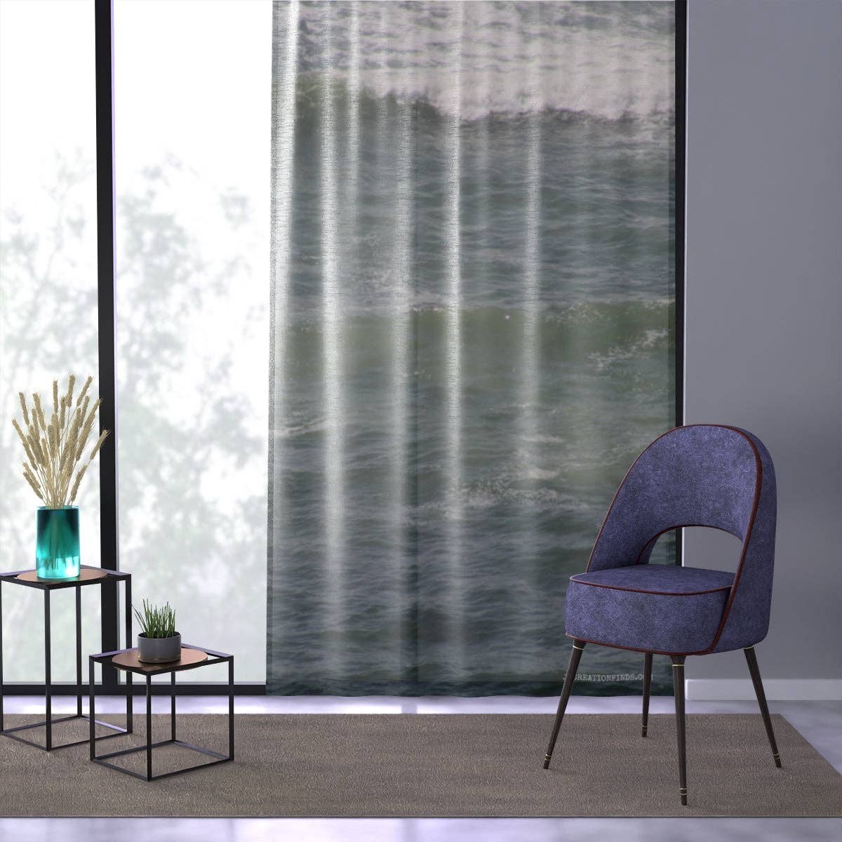 Ocean Wave Window Curtain, Coastal Decor, Beach Theme Curtain, Ocean View Drapes, Nautical Home Decor, Sea Wave Curtain, Living Room Curtain