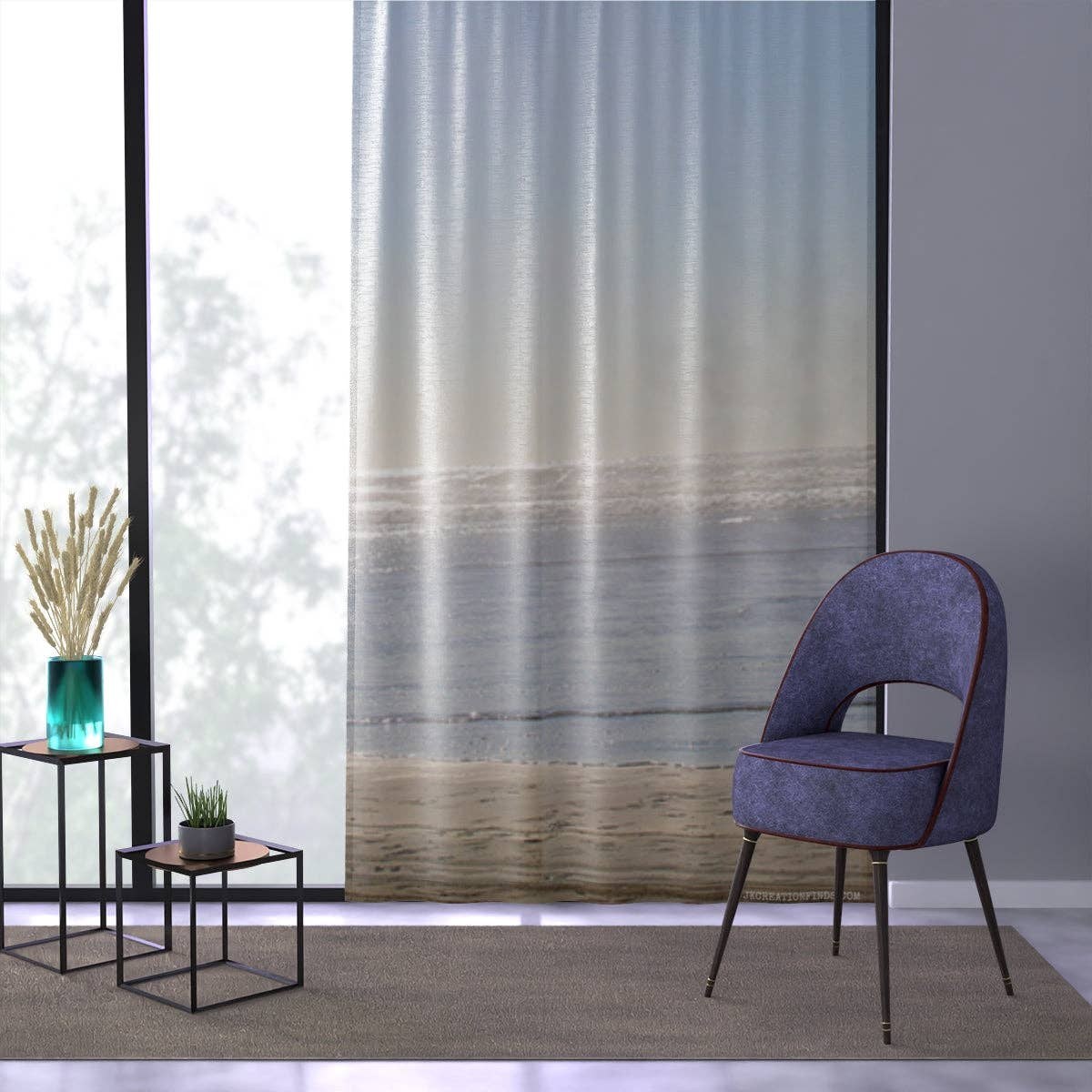 Serene Ocean View Window Curtain, Beach Scene Curtains, Coastal Home Decor, Relaxing Seascape Window Treatment, Calming Beach Photography